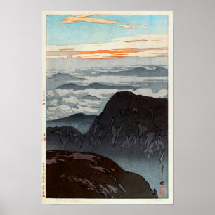 烏 子 の 旭, Mount Eboshi, Hiroshi Yoshida, Woodcut Poster