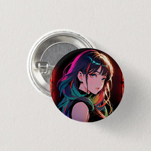 煌霞の少女【Radiant Haze Girl】セラミックタイル Ronde Button 3,2 Cm (Voorkant /achterkant)