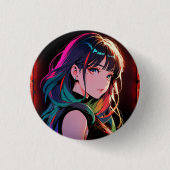 煌霞の少女【Radiant Haze Girl】セラミックタイル Ronde Button 3,2 Cm (Voorkant)