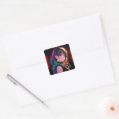 煌霞の少女【Radiant Haze Girl】セラミックタイル Vierkante Sticker (Envelop)