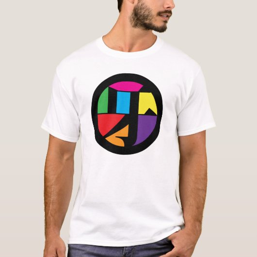 「牙」ステンドガラス漢字ロゴ / 家紋風デザイン / Stained glass logo T-shirt (Voorkant)