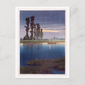 牛 堀 暮 れ, Avond te Ushibori, Hasui Kawase, Woodcut Briefkaart (Voorkant)