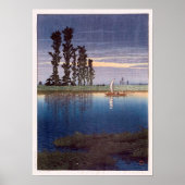 牛 堀 暮 れ, Avond te Ushibori, Hasui Kawase, Woodcut Poster (Voorkant)