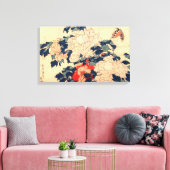 牡 と, 北 en Butterfly, Hokusai, Ukiyo-e Canvas Afdruk (Insitu (Woonkamer))