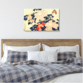 牡 と, 北 en Butterfly, Hokusai, Ukiyo-e Canvas Afdruk (Insitu (Slaapkamer))