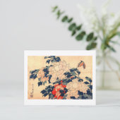 牡 丹 蝶, 北 Peonies en Butterfly, Hokusai, Ukiyoe Briefkaart (Staand voorkant)