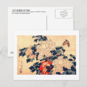 牡 丹 蝶, 北 Peonies en Butterfly, Hokusai, Ukiyoe Briefkaart (Voorkant / Achterkant)