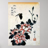 牡 丹 蝶, 広 en vlinder, Hiroshige, Ukiyo-e Poster (Voorkant)