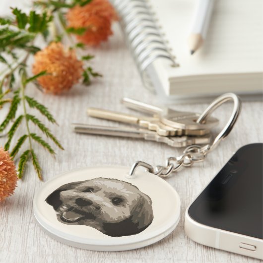 犬の笑顔と後ろ姿の両面アクリルキーホルダー SLEUTELHANGER (Voorkant Rechts)