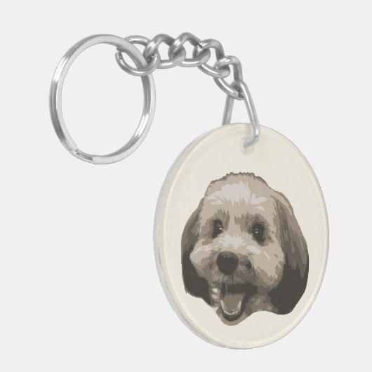 犬の笑顔と後ろ姿の両面アクリルキーホルダー SLEUTELHANGER (Voorkant Links)