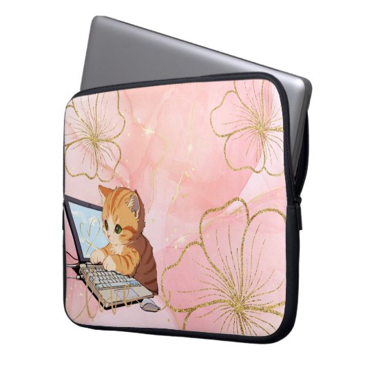 猫のラップトップケース LAPTOP SLEEVE (Voorkant Links)