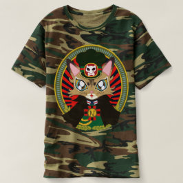 猫の駅長さん_黒マント版(ソマリ猫プリンちゃん)-Stationmaster of a cat T-shirt