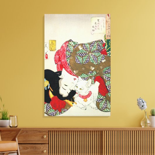 猫 が き, 芳 I Love Cats, Yoshitoshi, Ukiyo-e Canvas Afdruk (Insitu (Woonkamer))