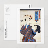 猫 と 女, 国 芳 Cat and Woman, Kuniyoshi, Ukiyo-e Briefkaart (Voorkant / Achterkant)