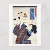 猫 と 女, 国 芳 Cat and Woman, Kuniyoshi, Ukiyo-e Briefkaart (Voorkant)
