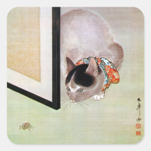 猫 と 蛛, 東 皐 Cat en Spider, Toko Vierkante Sticker