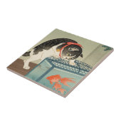 猫 と 魚, 古 邨 Cat & Goldfish, Koson, Ukiyo-e Tegeltje (Zijkant)