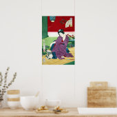 猫 女, 国 周 Cat en Woman, Toyohara Kunichika, Ukiyo-e Poster (Keuken)