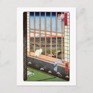猫 富 山, 広 重 Cat en de berg Fuji, Hiroshige Briefkaart