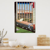 猫 富 山, 広 重 Cat en de berg Fuji, Hiroshige Poster (Keuken)