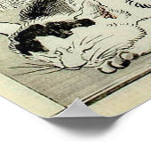 猫, 暁 斎 Cats, Kyōsai, Ukiyo-e Poster (Hoek)