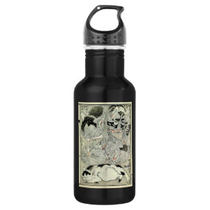 猫, 暁 斎 Cats, Kyōsai, Ukiyo-e Waterfles