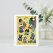 猫 曲 師, 国 芳 Acrobaat van de Katten, Kuniyoshi, Ukiy Briefkaart (Staand voorkant)
