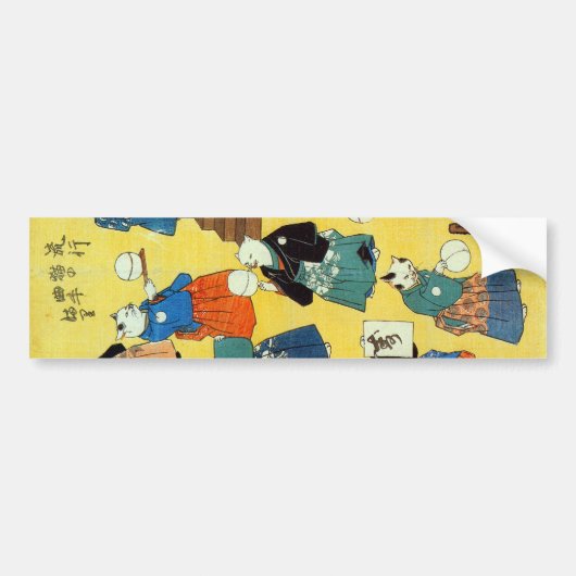 猫 曲 師, 国 芳 Acrobaat van de Katten, Kuniyoshi, Ukiy Bumpersticker (Voorkant)