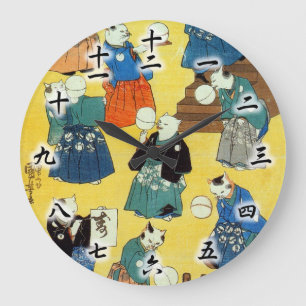 猫 曲 師, 国 芳 Acrobaat van de Katten, Kuniyoshi, Ukiy Grote Klok