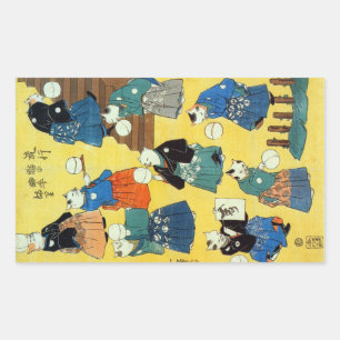 猫 曲 師, 国 芳 Acrobaat van de Katten, Kuniyoshi, Ukiy Rechthoekige Sticker