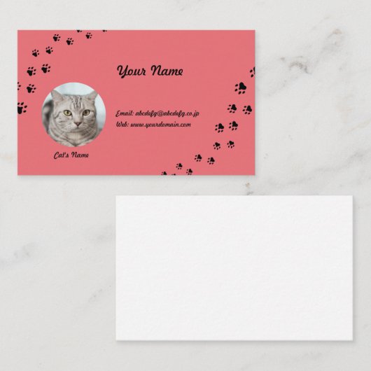 猫(飼い猫)の写真と名前が入れられる 名刺 VISITEKAARTJE (Voorkant / Achterkant)