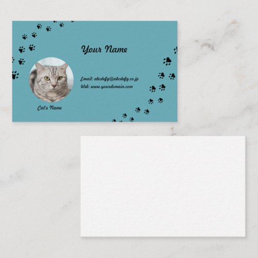 猫(飼い猫)の写真と名前が入れられる 名刺 VISITEKAARTJE (Voorkant / Achterkant)