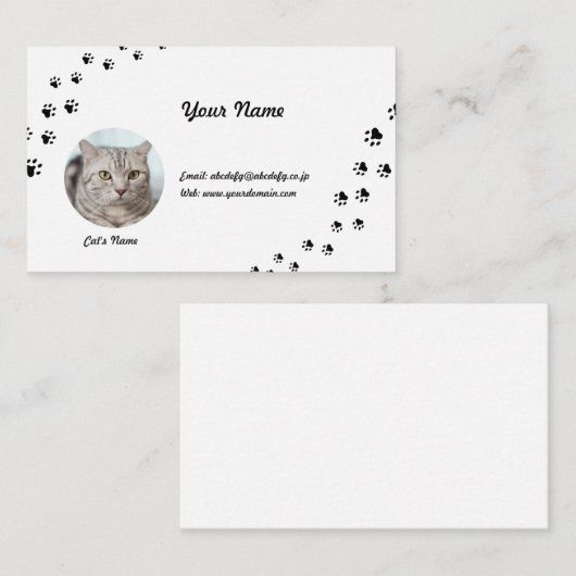 猫(飼い猫)の写真と名前が入れられる 名刺 VISITEKAARTJE (Voorkant / Achterkant)