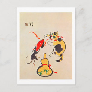 猫 鼠, 鳳 Cat en Mouse, Seihō, Japanse kunst Briefkaart