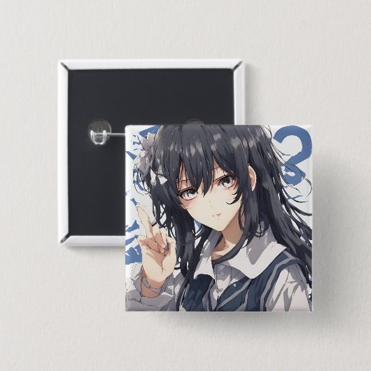 田中さやかオリジナル缶バッジ VIERKANTE BUTTON 5,1 CM (Voorkant /achterkant)