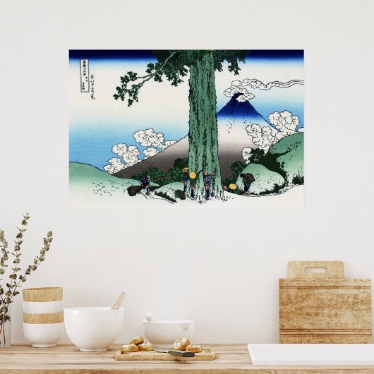 甲 三 越, 北 Uitzicht Mt. Fuji uit Mishima, Hokusai, 州 Poster (Keuken)
