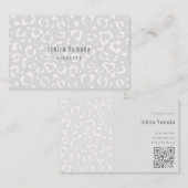 白いヒョウ柄の名刺 VISITEKAARTJE (Voorkant / Achterkant)