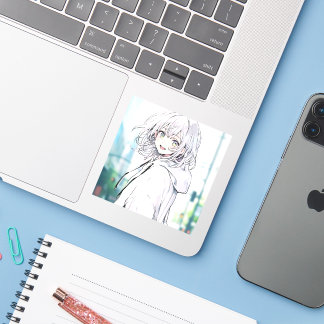 白パーカーJKシール｜寿司娘 GenerativeAI Sticker