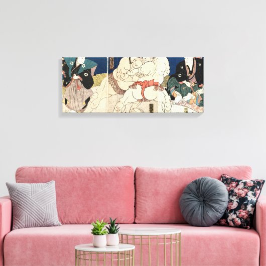 相撲, 国貞 Smou worstelen, Kunisada, Ukiyo-e Canvas Afdruk (Insitu (Woonkamer))