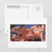 相 撲, 国 Sumo Wrestling, Kuniyoshi, Ukiyo-e Briefkaart (Voorkant / Achterkant)