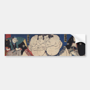 相 撲, 国 Sumo Wrestling, Kuniyoshi, Ukiyo-e Bumpersticker