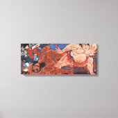 相 撲, 国 Sumo Wrestling, Kuniyoshi, Ukiyo-e Canvas Afdruk (Voorkant)