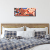 相 撲, 国 Sumo Wrestling, Kuniyoshi, Ukiyo-e Canvas Afdruk (Insitu (Slaapkamer))