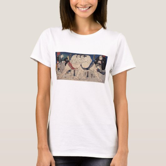 相 撲, 国 Sumo Wrestling, Kuniyoshi, Ukiyo-e T-shirt (Voorkant)