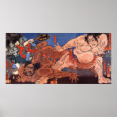 相 撲, 歌 国 芳 Sumo worstling, Kuniyoshi Poster (Voorkant)