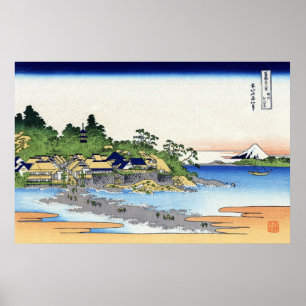 相 江 島, 北 Uitzicht Mt. Fuji uit Enoshima, Hokusai Poster