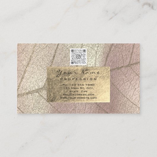 真 珠セよBのう8888888888888nogなピア色の金ゴールドホイルの植物の敏感上がりました名 Visitekaartje (Achterkant)