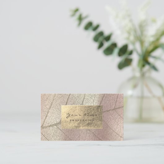 真 珠セよBのう8888888888888nogなピア色の金ゴールドホイルの植物の敏感上がりました名 Visitekaartje (Staand voorkant)