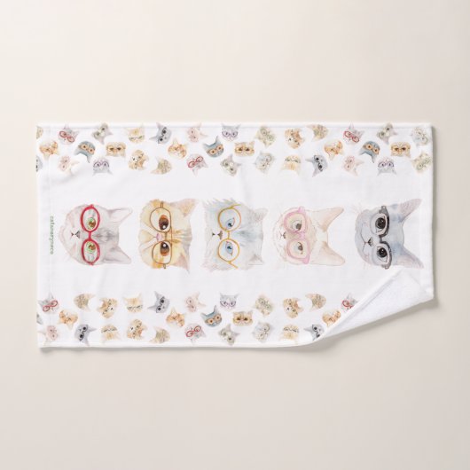 眼鏡猫(cat with glasses/gato com óculos) bad handdoek (Handdoek)