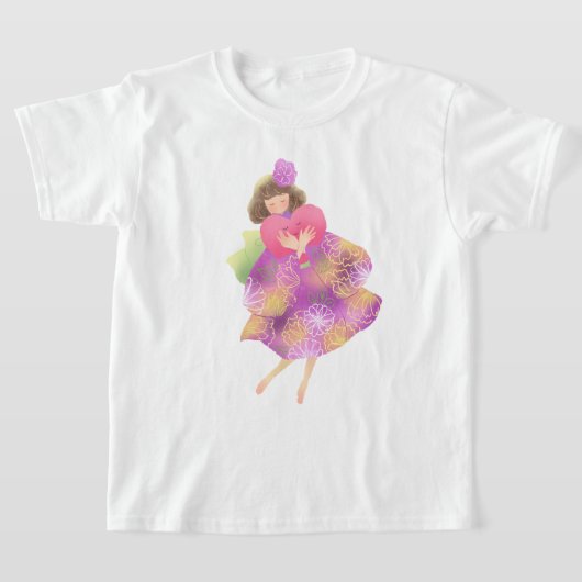 着物ドレスの女の子とハート T-SHIRT (Laagn)